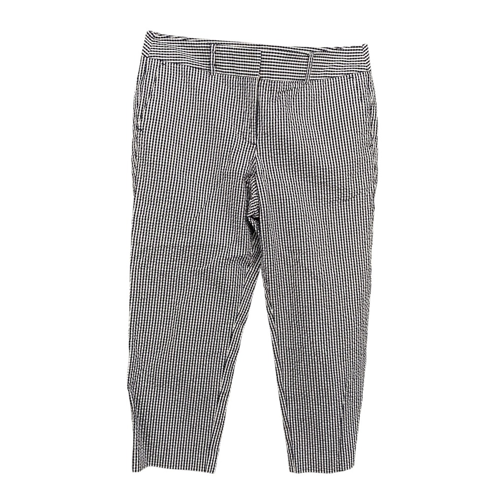 Ann Taylor Factory Gingham Cropped Pants Black White‎ Career Casual Women's 10
